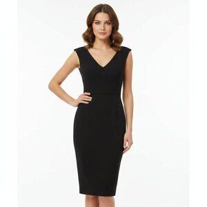 Maggy London Black V-Neck Sleeveless Sheath Dress